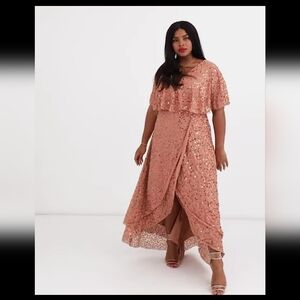 Asos Elegant Peach Evening Gown With Sequins
